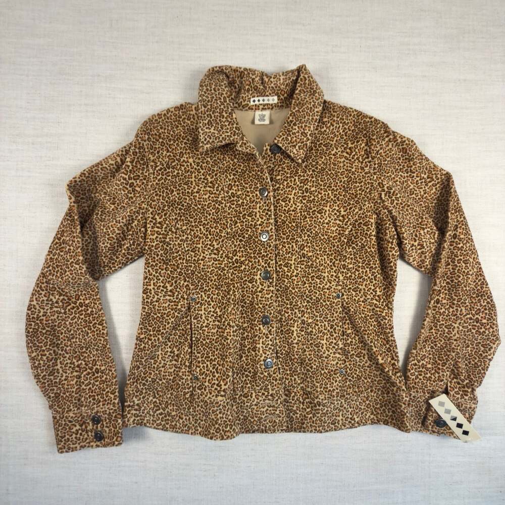 Studio Works Women's Leopard Print Corduroy Jacket Size L